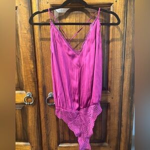 Free People Pink Lace Bodysuit